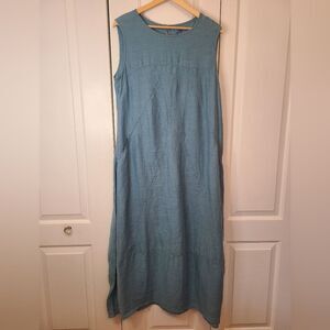 Yuvita Linen Maxi Tank Dress Pockets Size L
